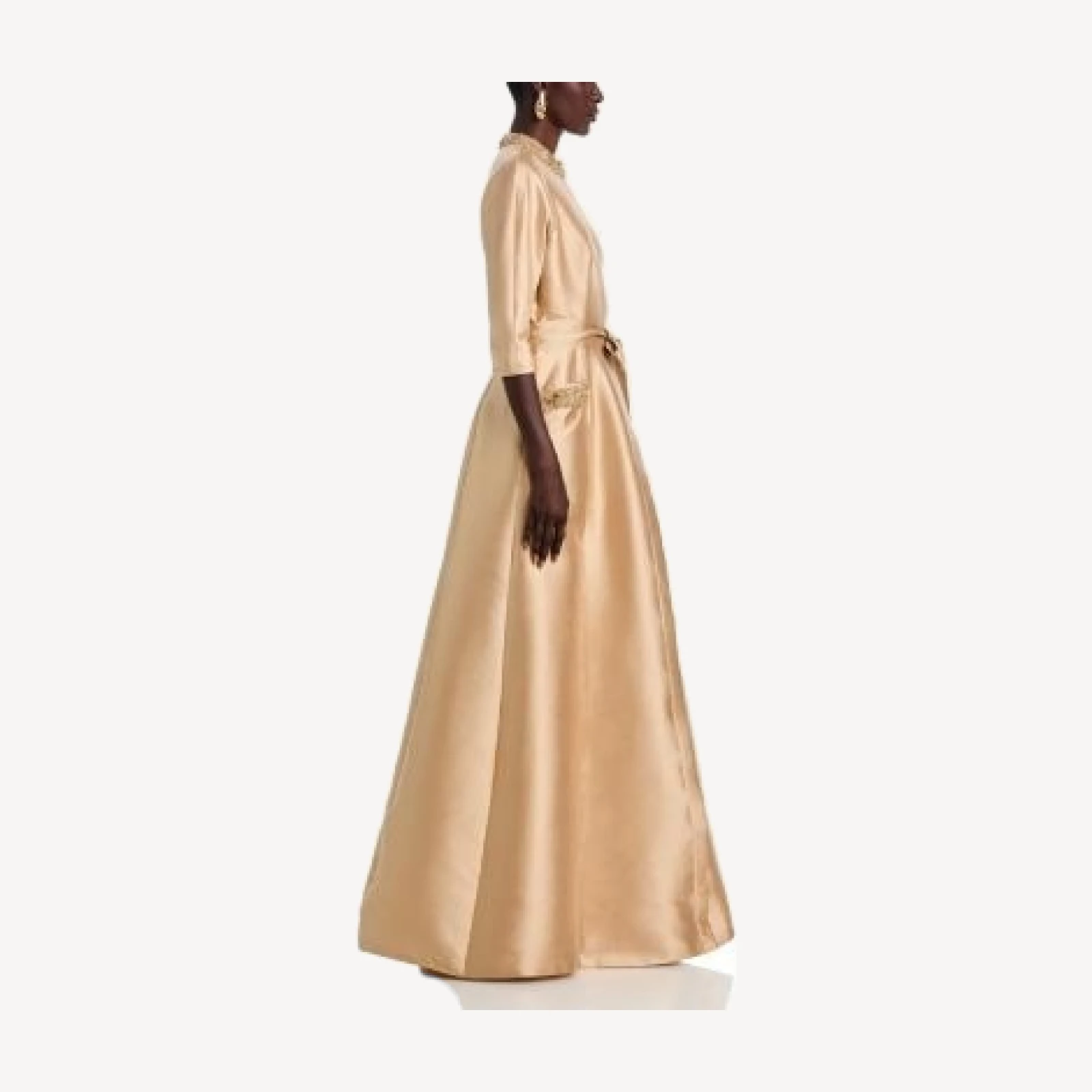 Teri Jon by Rickie Freeman Mikado Bead Collar Gown