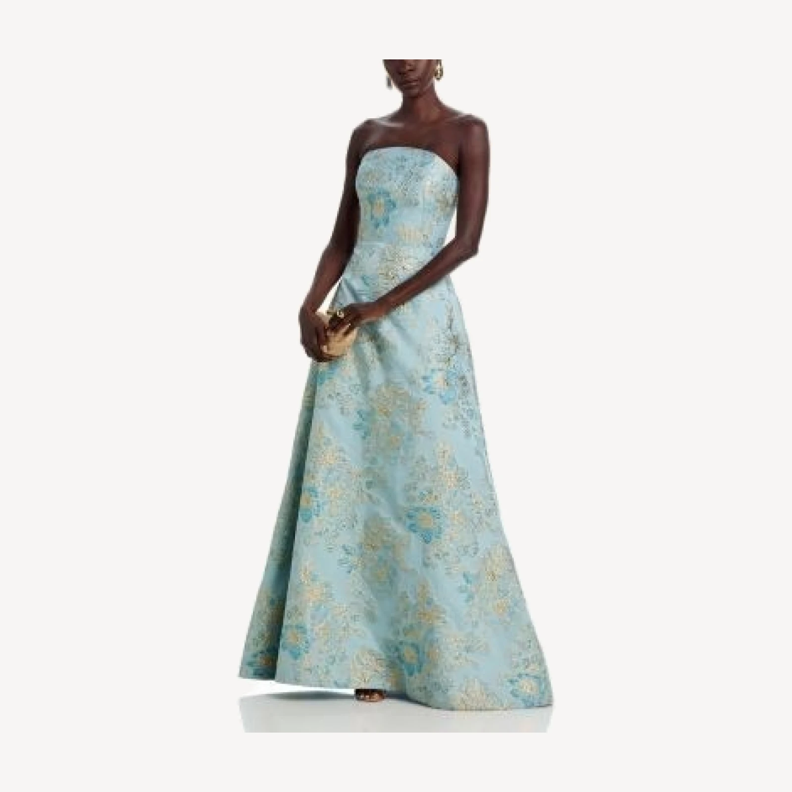 Teri Jon by Rickie Freeman Sleeveless Metallic Multi Jacquard Gown