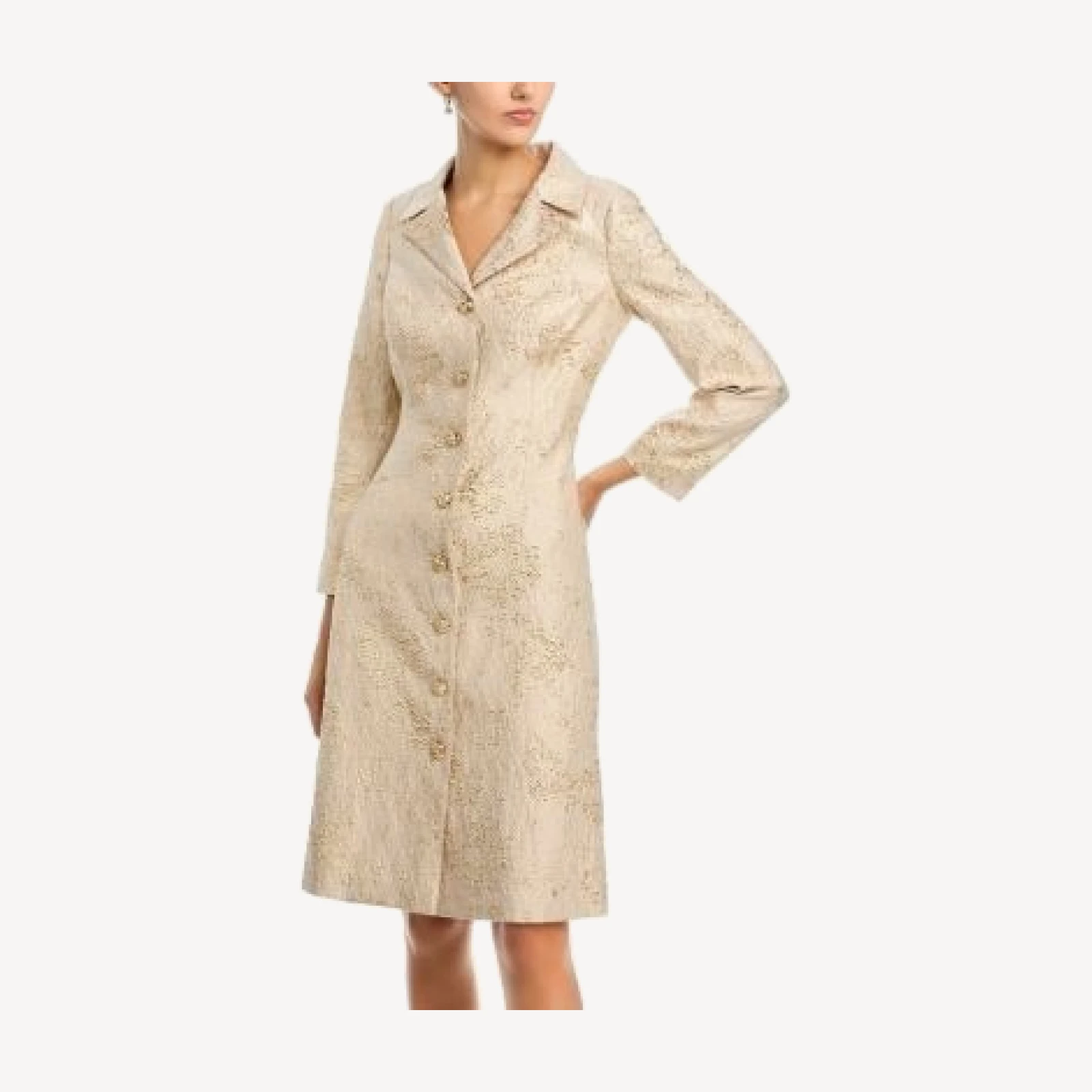 Teri Jon by Rickie Freeman Metallic Jacquard Coat Dress