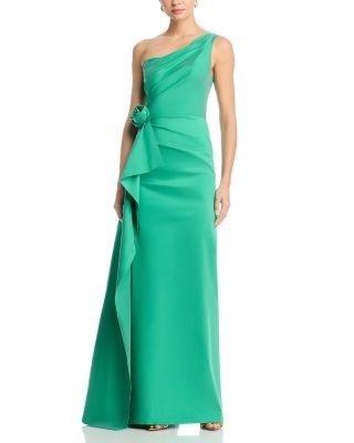 Teri Jon by Rickie Freeman Taffeta One Shoulder Gown