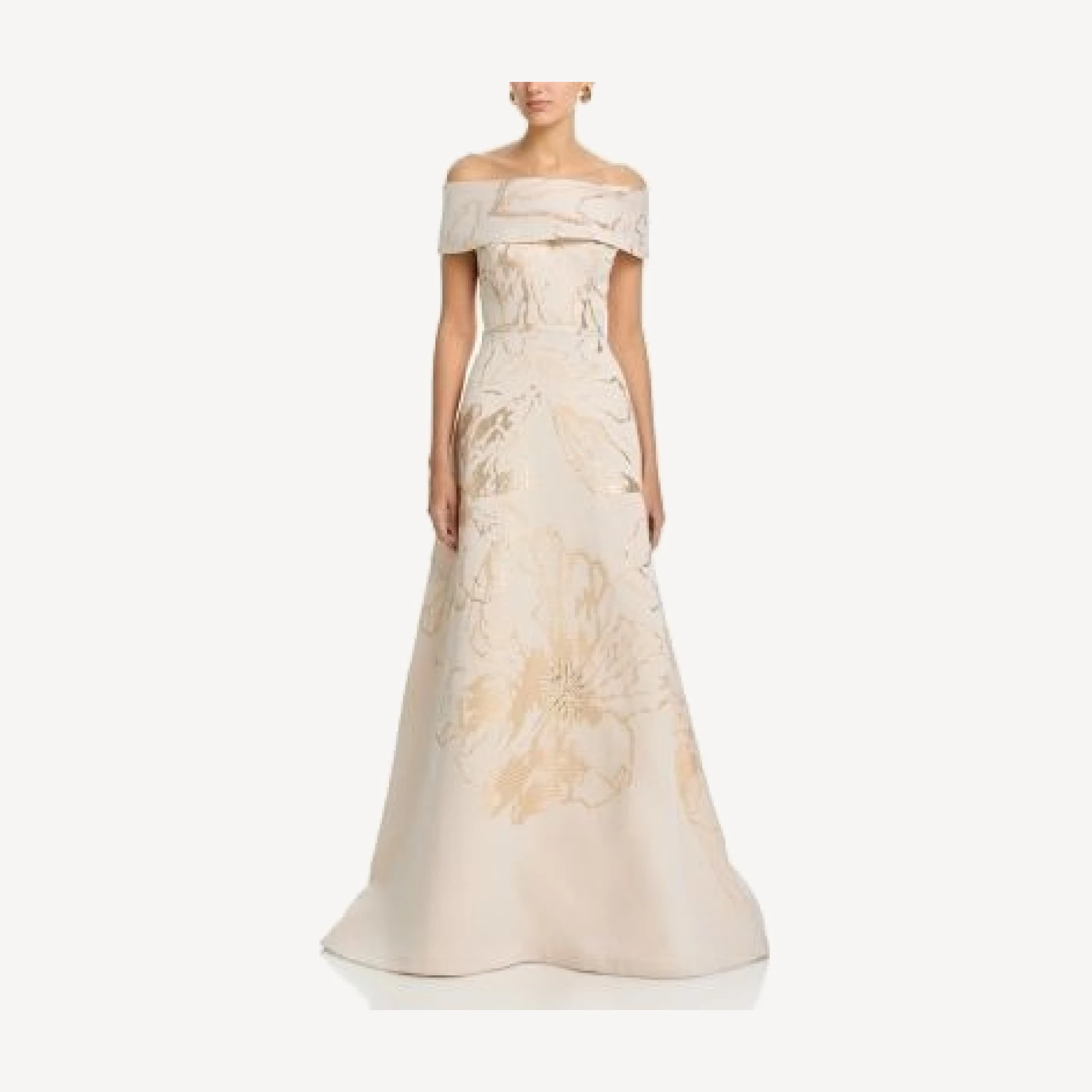 Teri Jon by Rickie Freeman Jacquard Cuff Bodice Gown