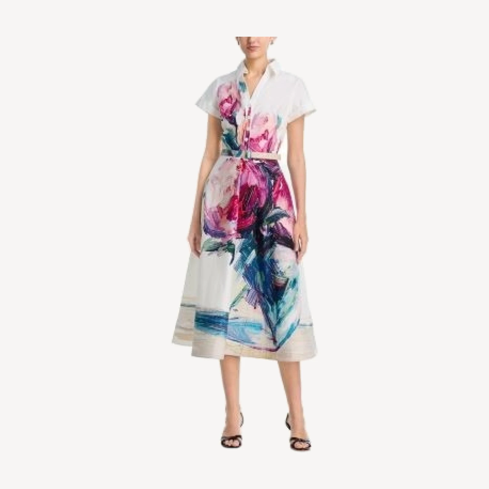 Teri Jon by Rickie Freeman Floral Print Shirt Dress