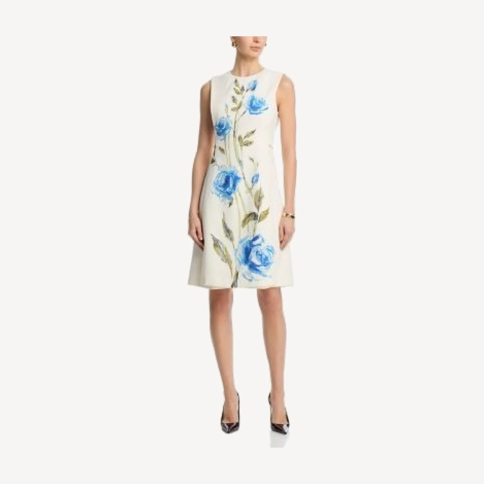 Teri Jon by Rickie Freeman Crepe Floral Print Apron Dress