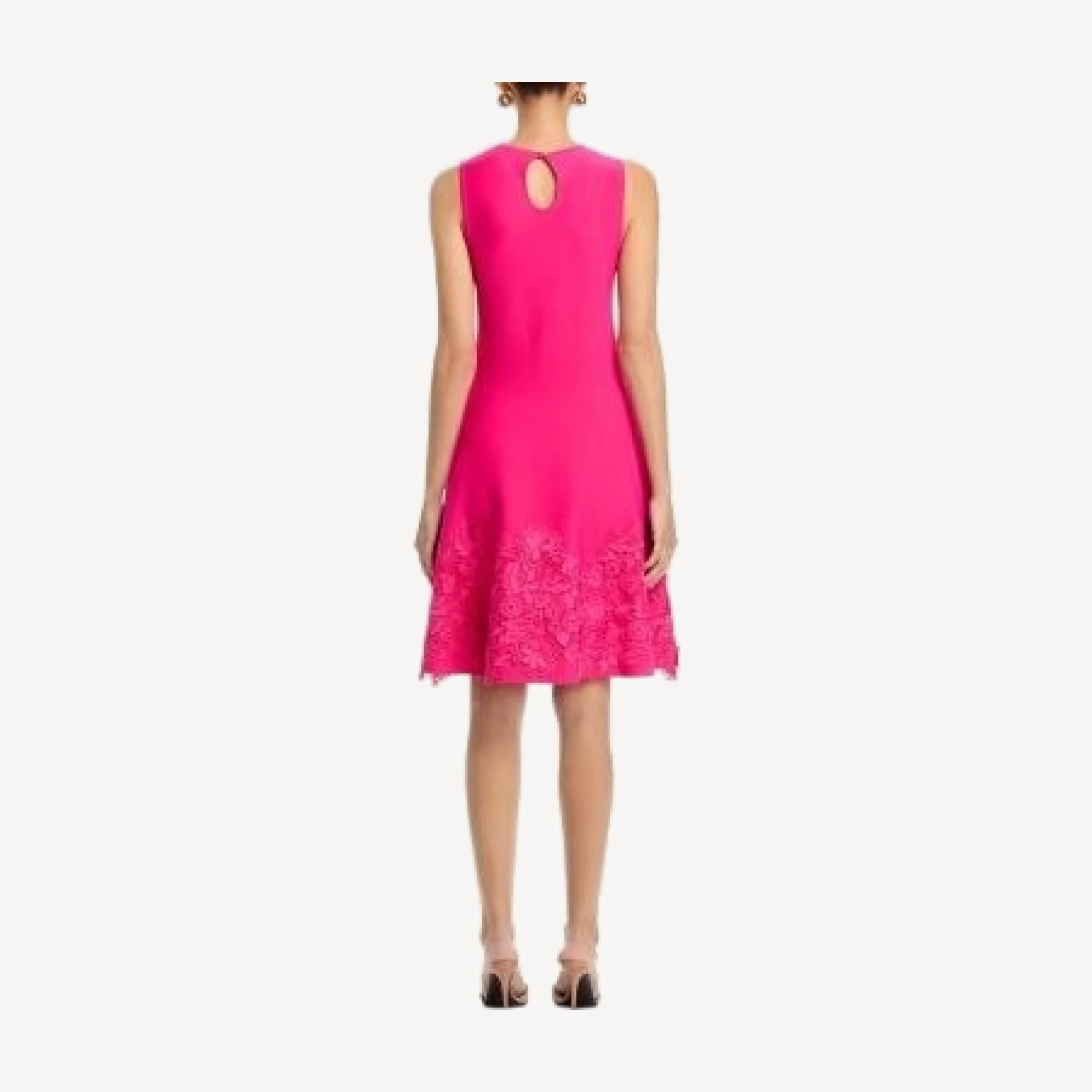 Teri Jon by Rickie Freeman Knit Fit-and-Flare Lace Trim Dress