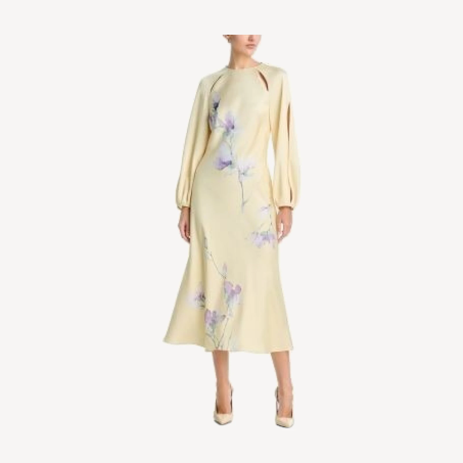 Teri Jon by Rickie Freeman Satin Slit Sleeve Dress