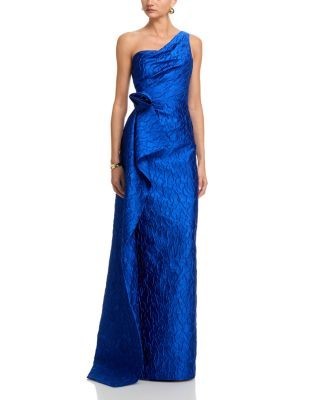 Teri Jon by Rickie Freeman Jacquard One Shoulder Gown