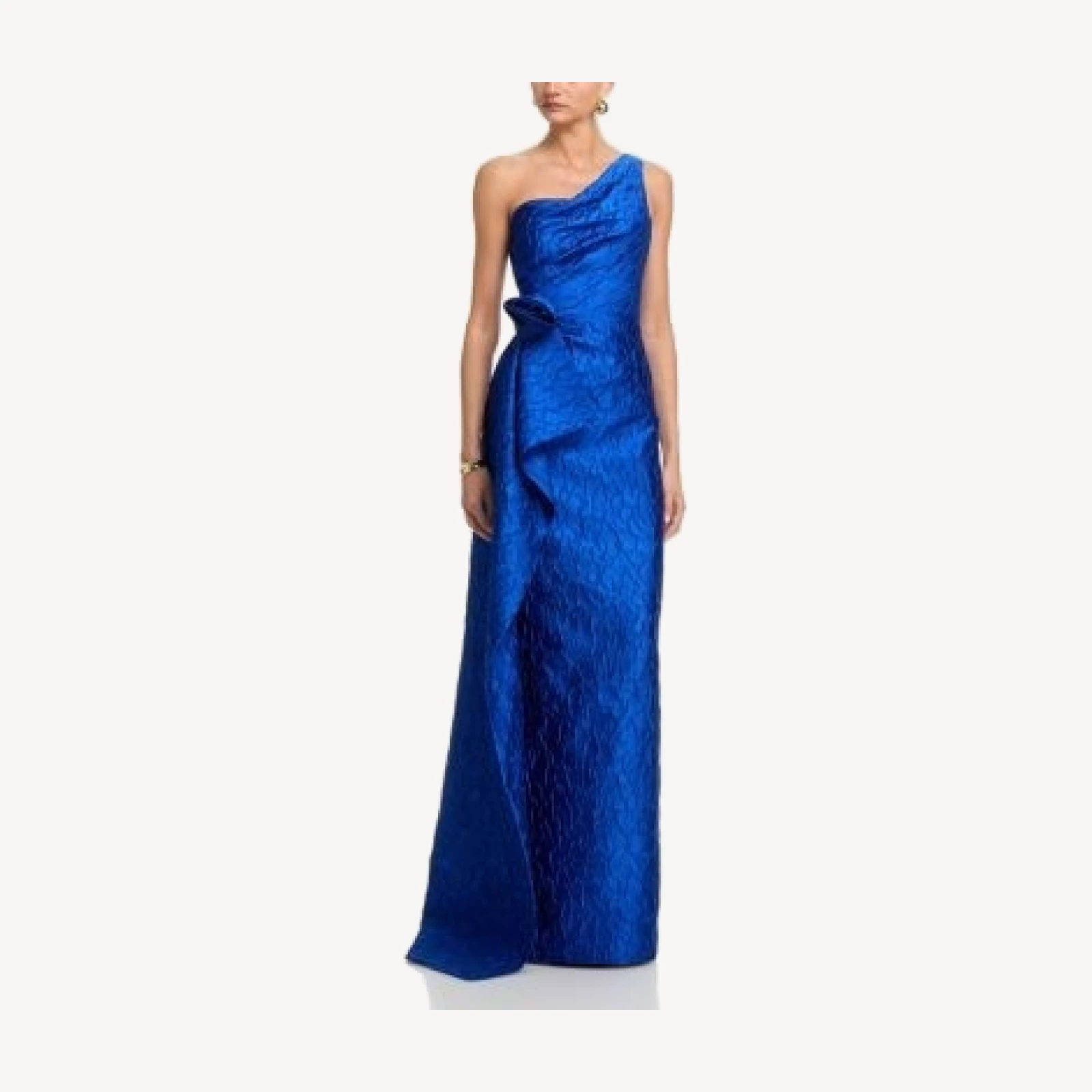 Teri Jon by Rickie Freeman Jacquard One Shoulder Gown