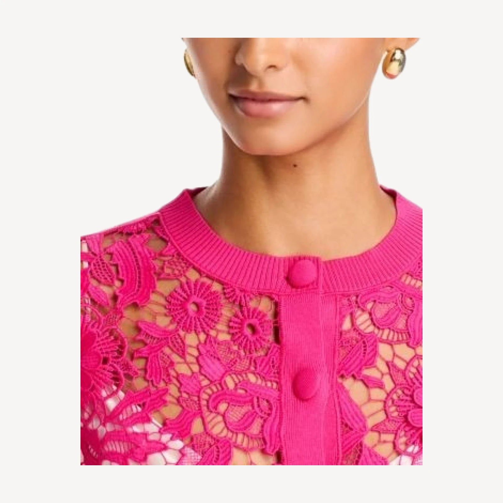Teri Jon by Rickie Freeman Eyelet Lace Knit Cardigan
