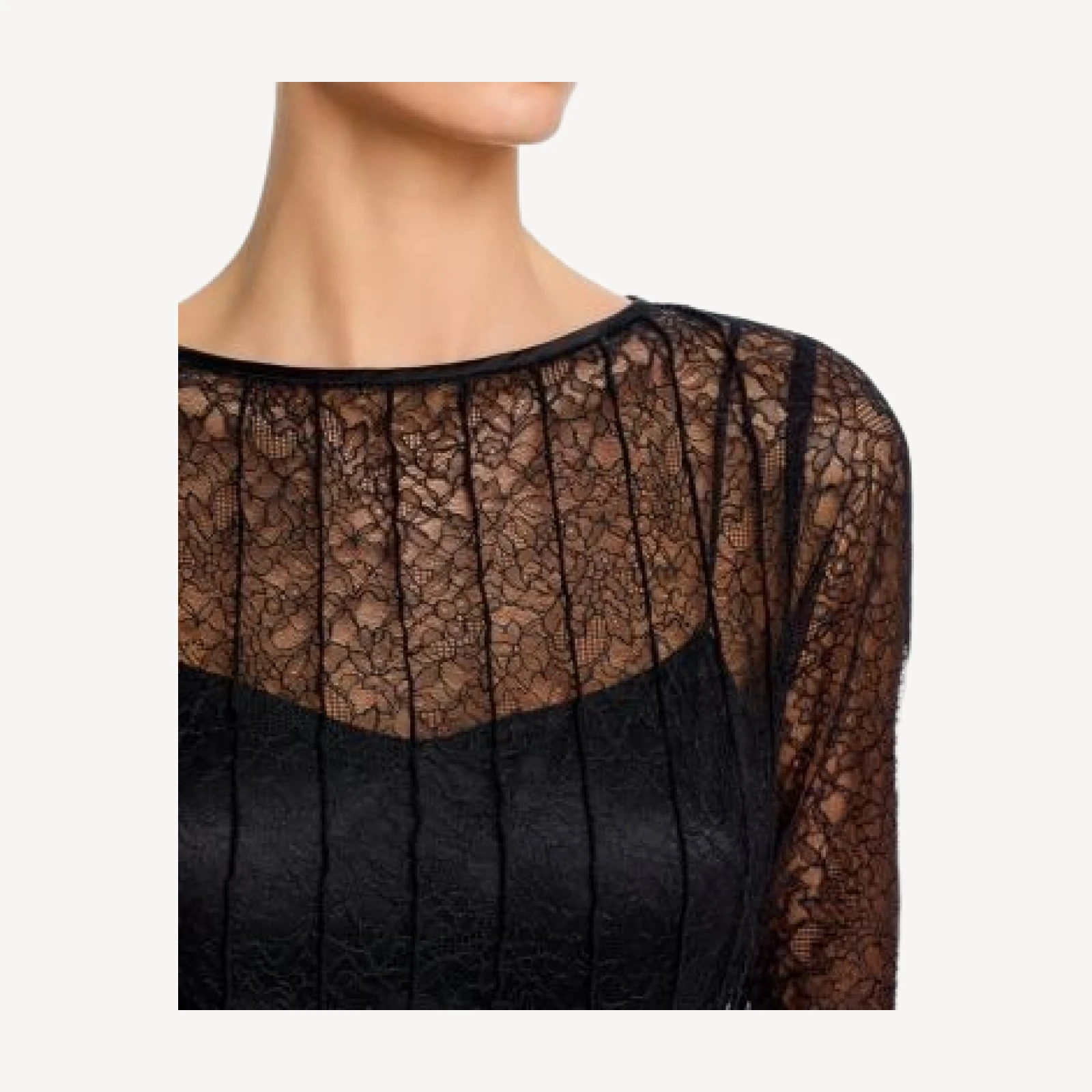 Teri Jon by Rickie Freeman Lace Pintuck Ruffle Hem Gown,