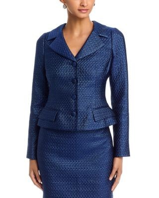 Teri Jon by Rickie Freeman Shimmer Basket Weave Jacquard Blazer