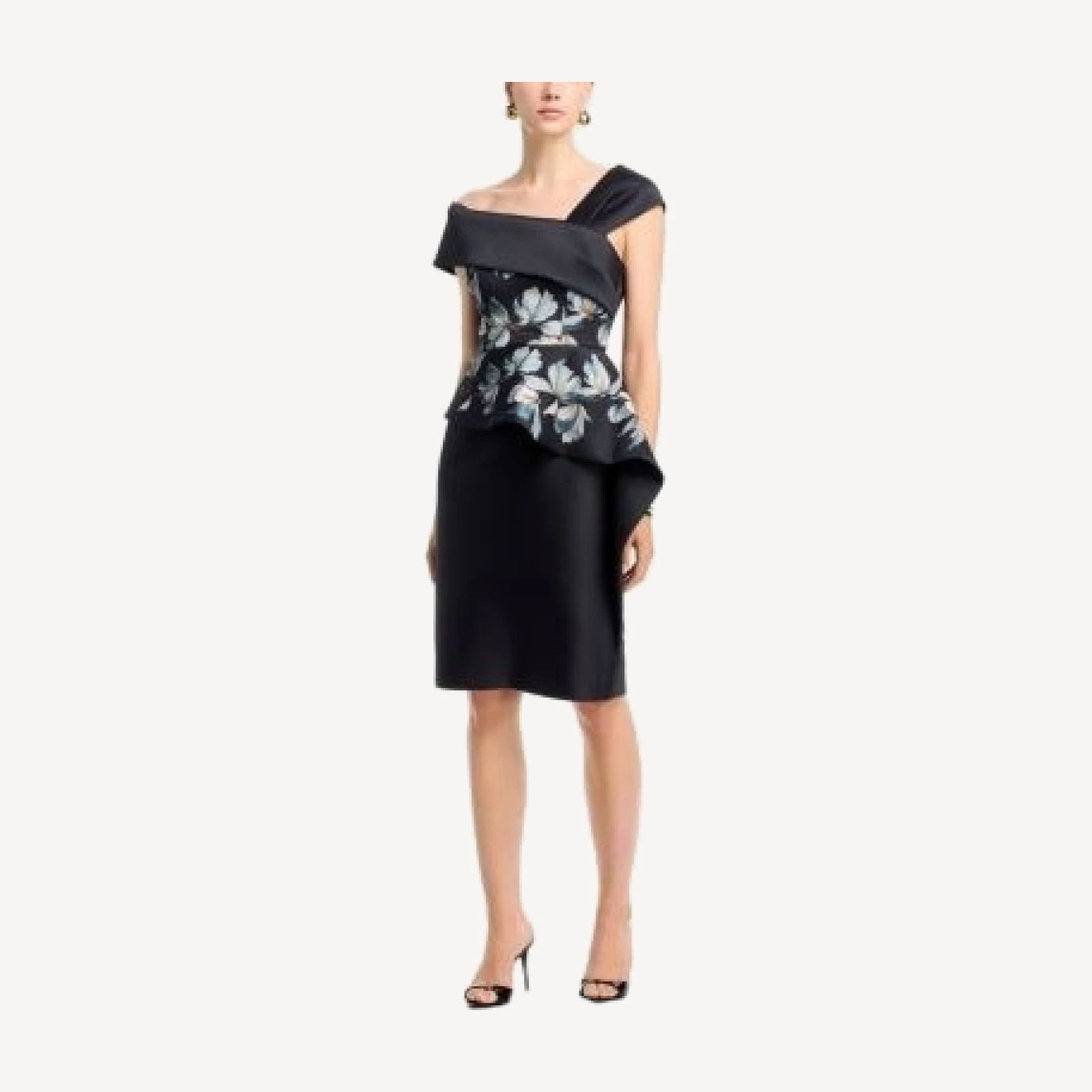 Teri Jon by Rickie Freeman Mikado Floral Peplum Dress