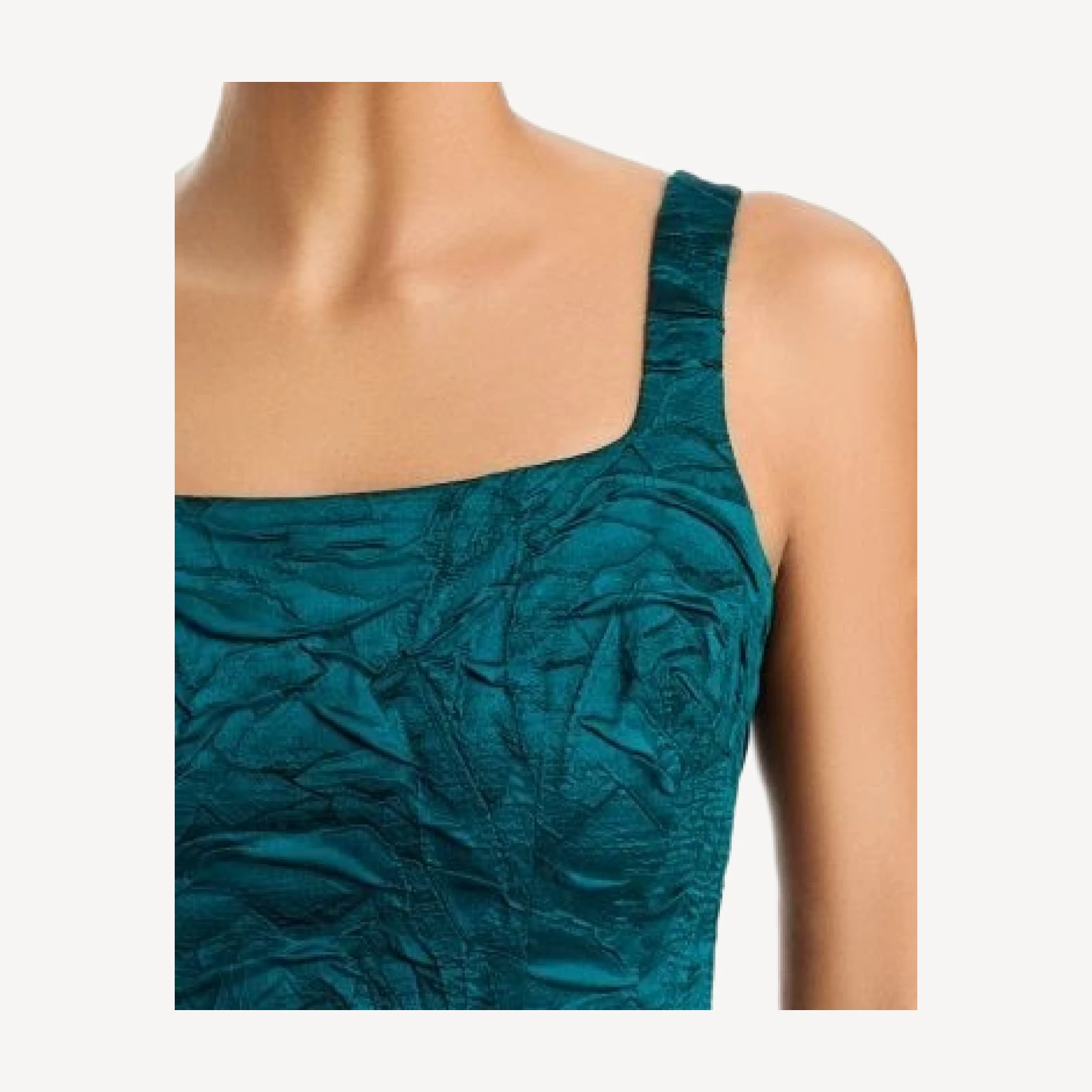 Teri Jon by Rickie Freeman Jacquard Embossed Floral Motif Tank Dress