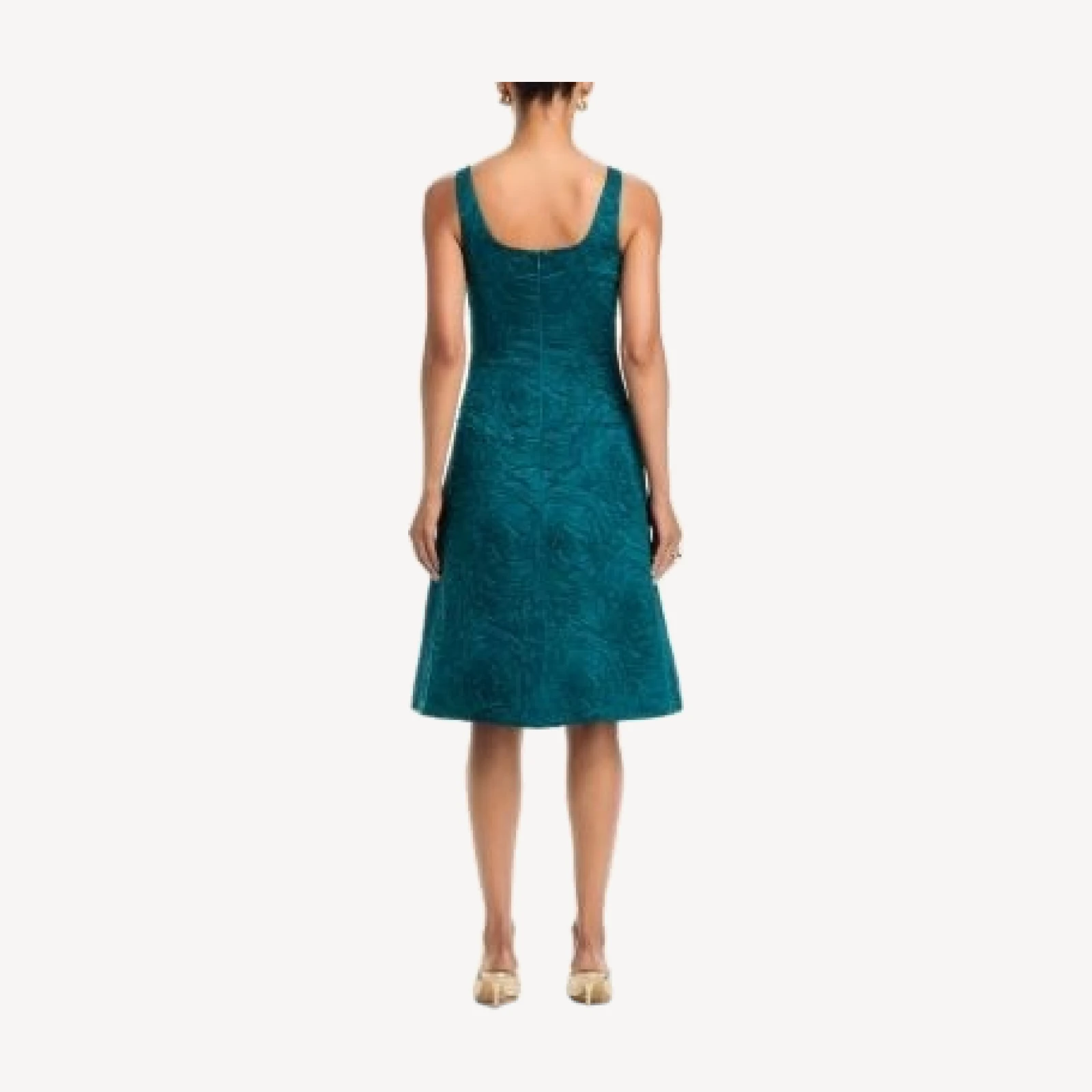 Teri Jon by Rickie Freeman Jacquard Embossed Floral Motif Tank Dress