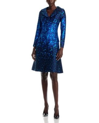 Teri Jon by Rickie Freeman Mikado Abstract Print Coat Dress