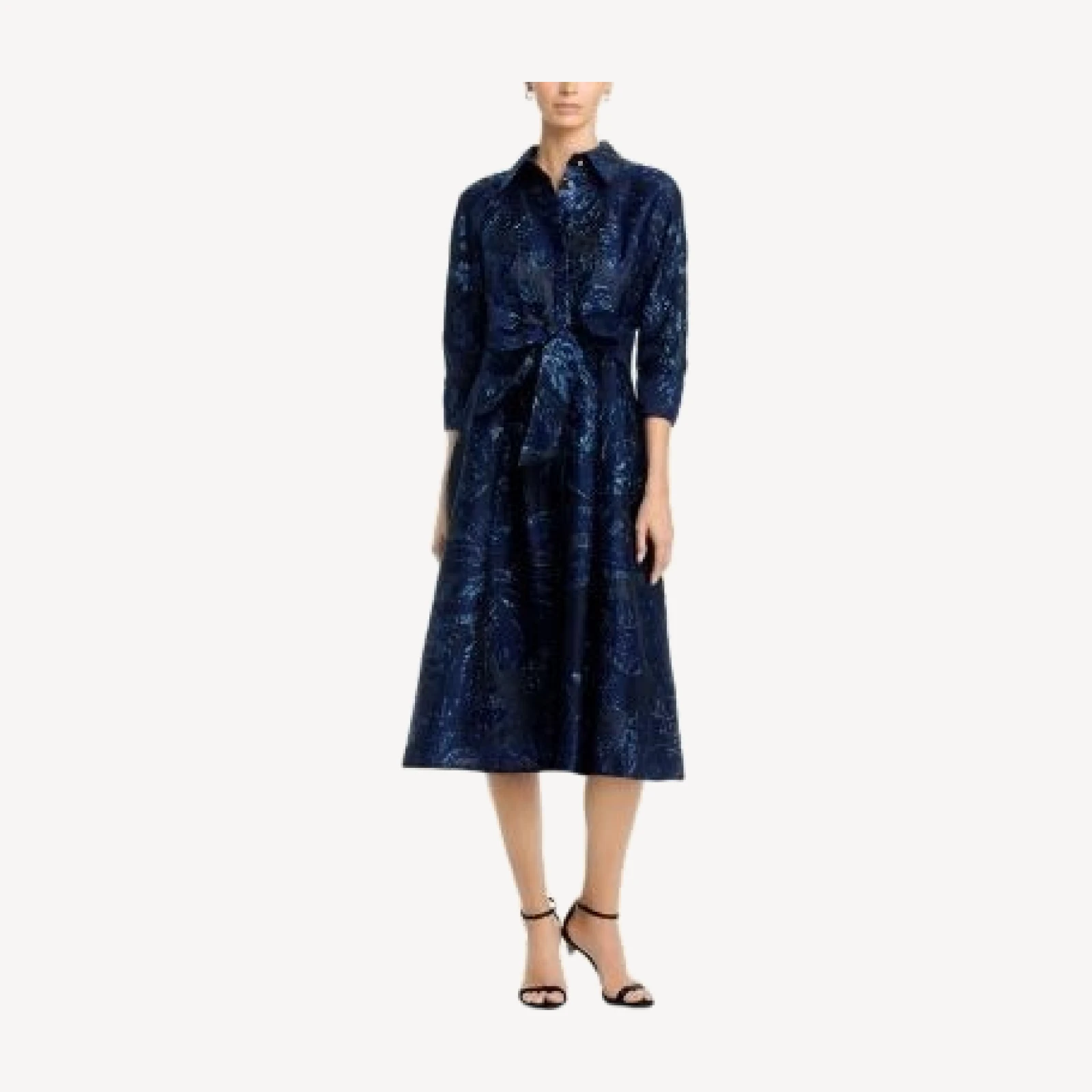 Teri Jon by Rickie Freeman Metallic Jacquard Shirtdress