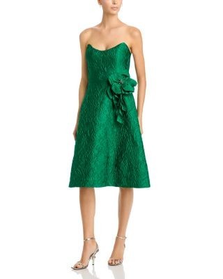 Teri Jon by Rickie Freeman Jacquard Strapless Flared Dress