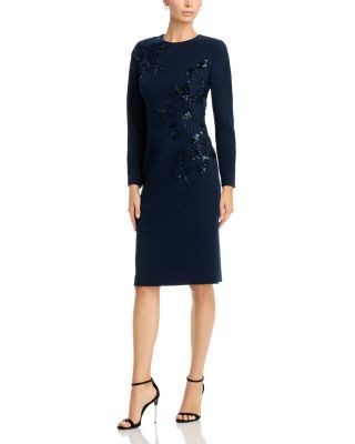 Teri Jon by Rickie Freeman Sequin Floral Applique Sheath Dress