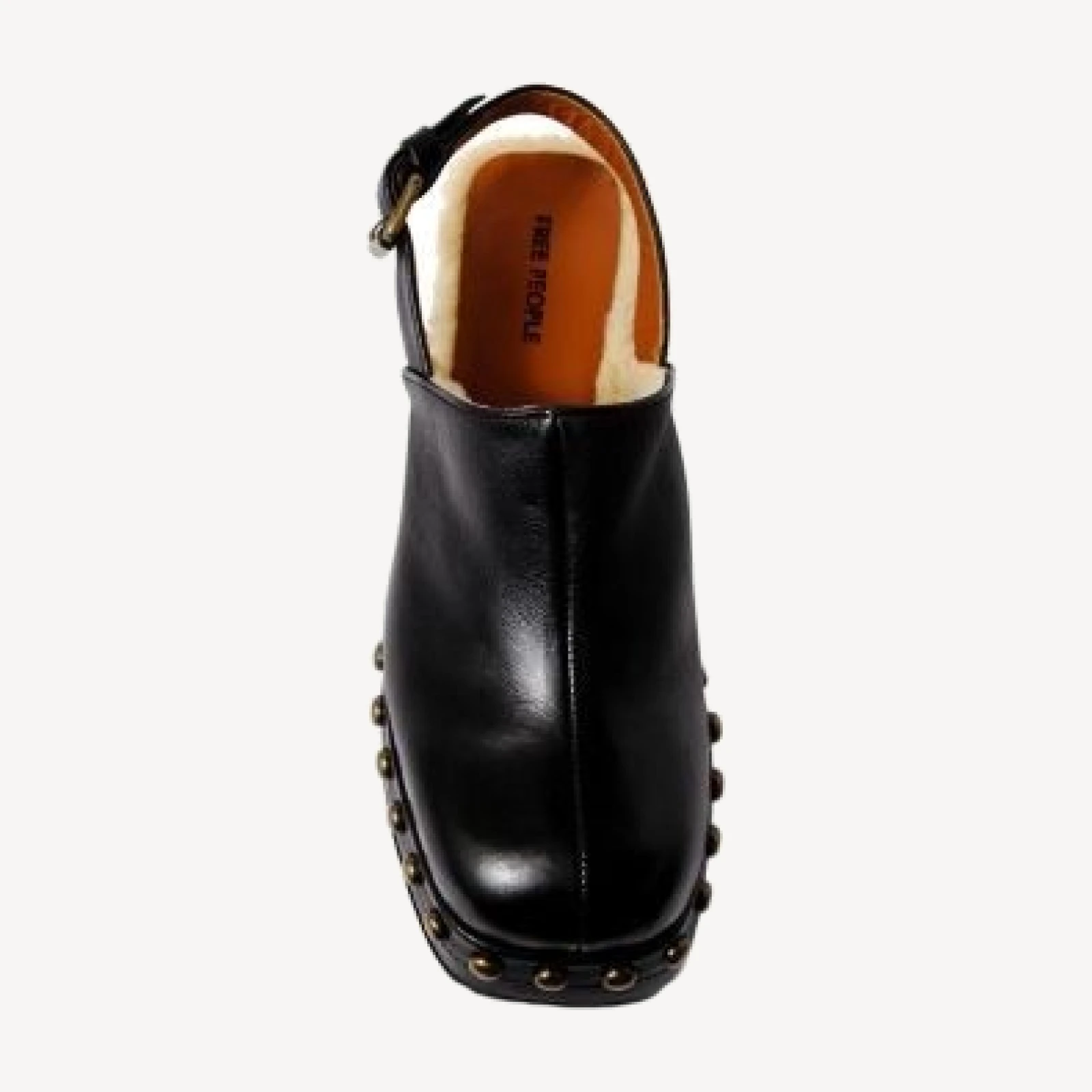 Free People Women's Autumn Square Toe Studded & Faux Fur Trim High Heel Platform Clogs