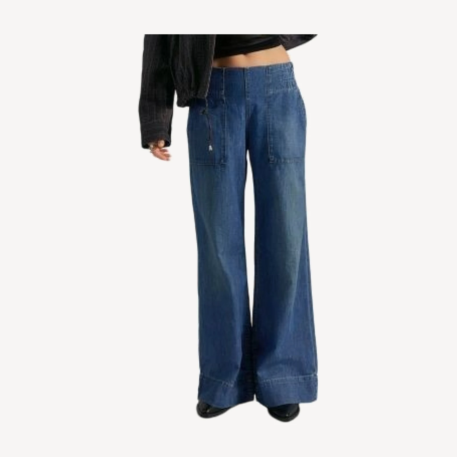 Free People Breezy High Rise Denim Pull On Jeans in Dusk