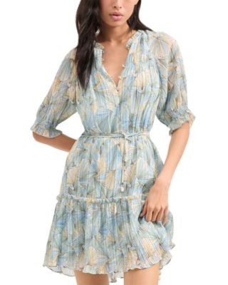 Veronica Beard Dorrie Printed Button Front Mini Dress