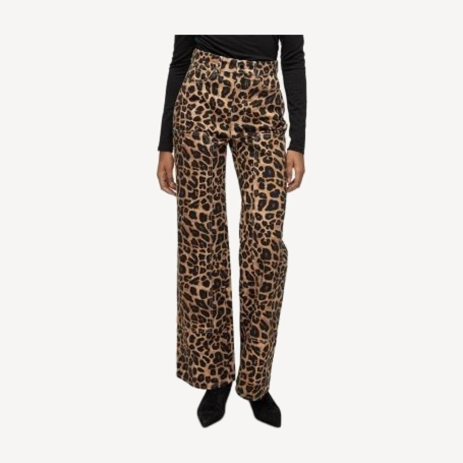 Veronica Beard Taylor High Rise Wide Leg Jeans in Washed Leopard