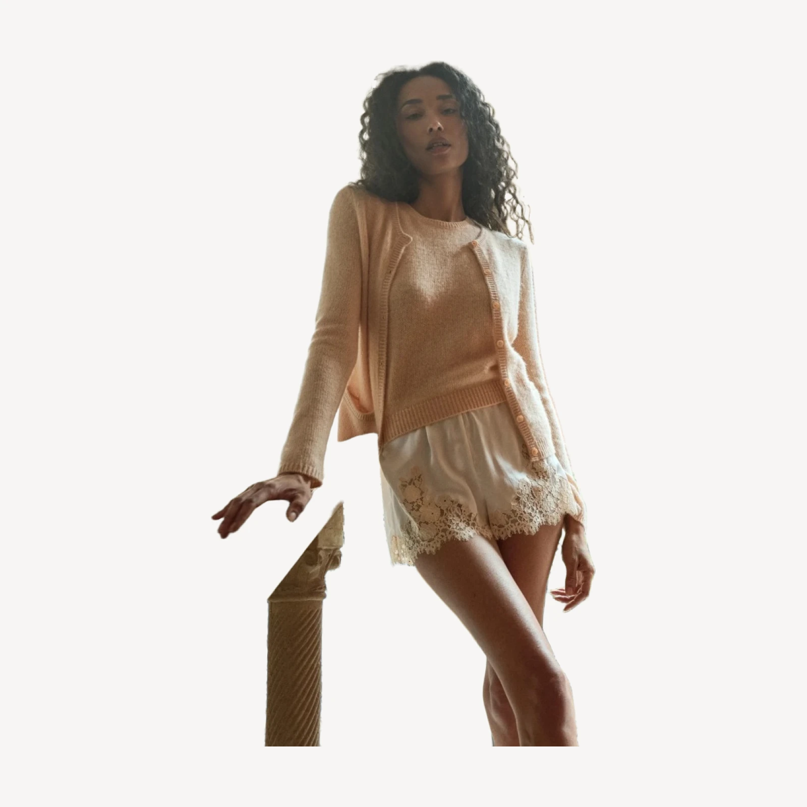 IONA SHORT -- SALT AND PEACH LACE