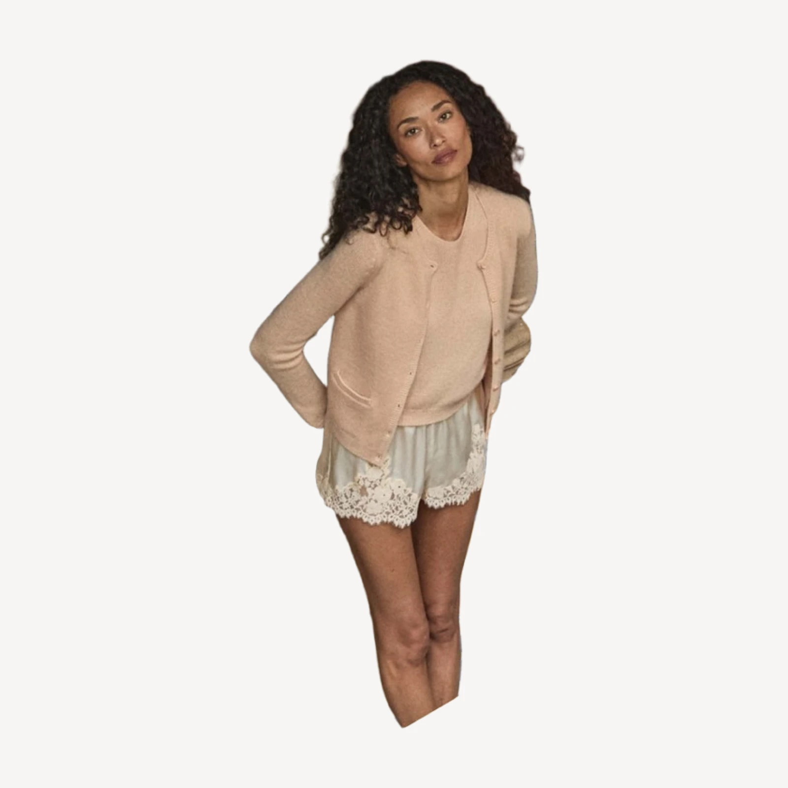 IONA SHORT -- SALT AND PEACH LACE