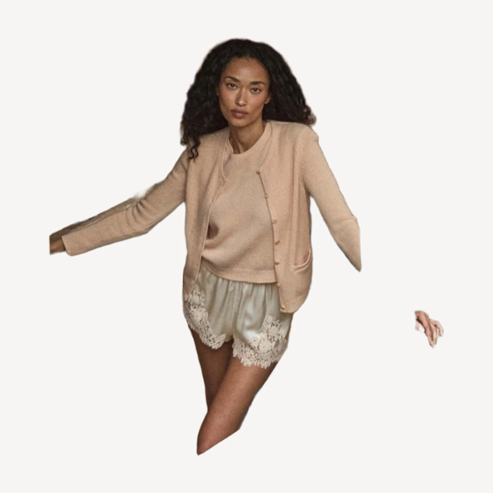 IONA SHORT -- SALT AND PEACH LACE