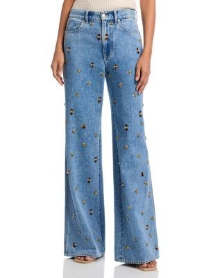Veronica Beard Kasey Mid Rise Wide Leg Jeans in Silver Dust