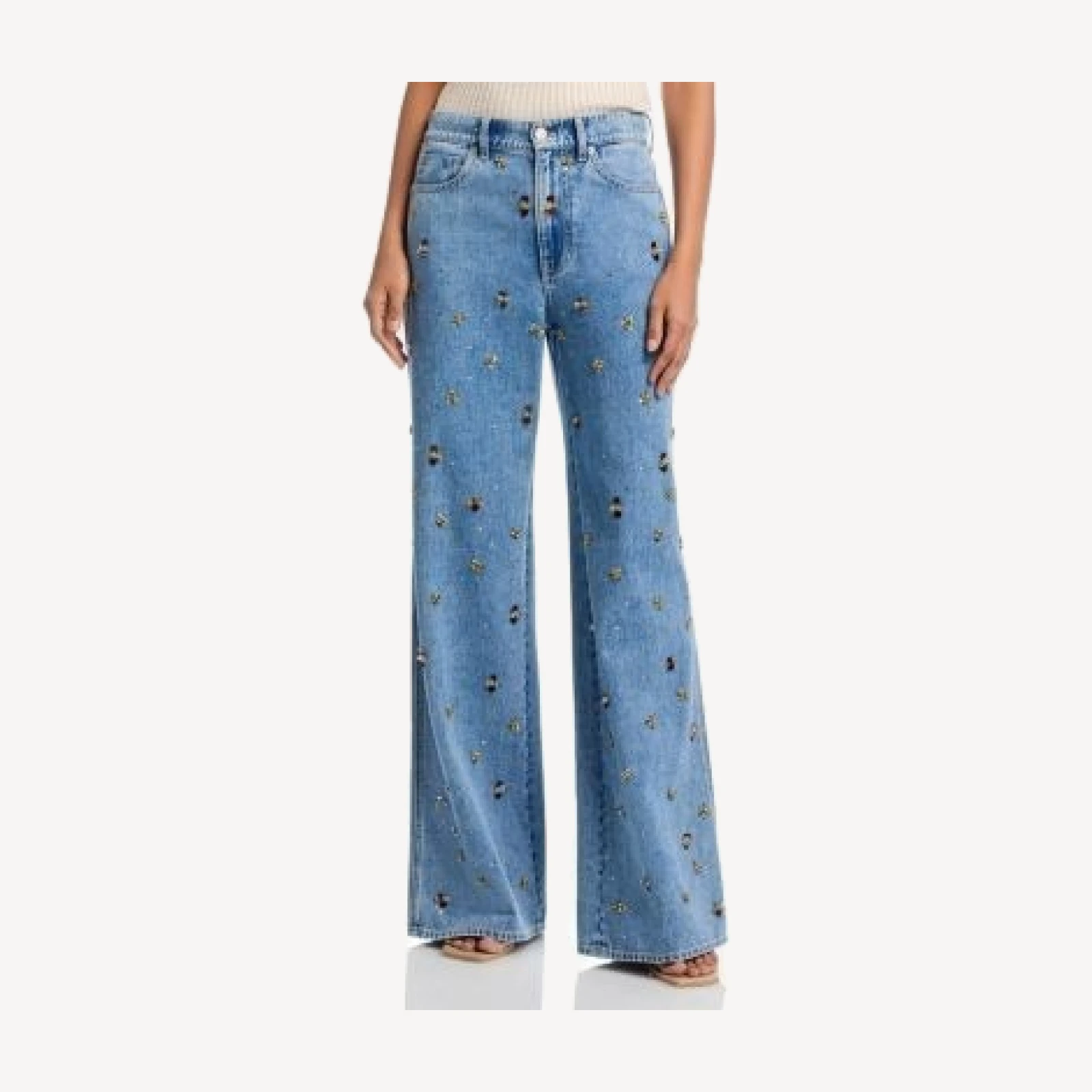 Veronica Beard Kasey Mid Rise Wide Leg Jeans in Silver Dust