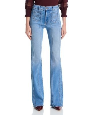 Veronica Beard Beverly High Rise Skinny Flare Leg Jeans in Sneak Peek