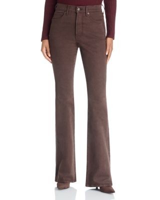 Veronica Beard Beverly Coated High Rise Bootcut Jeans in Espresso