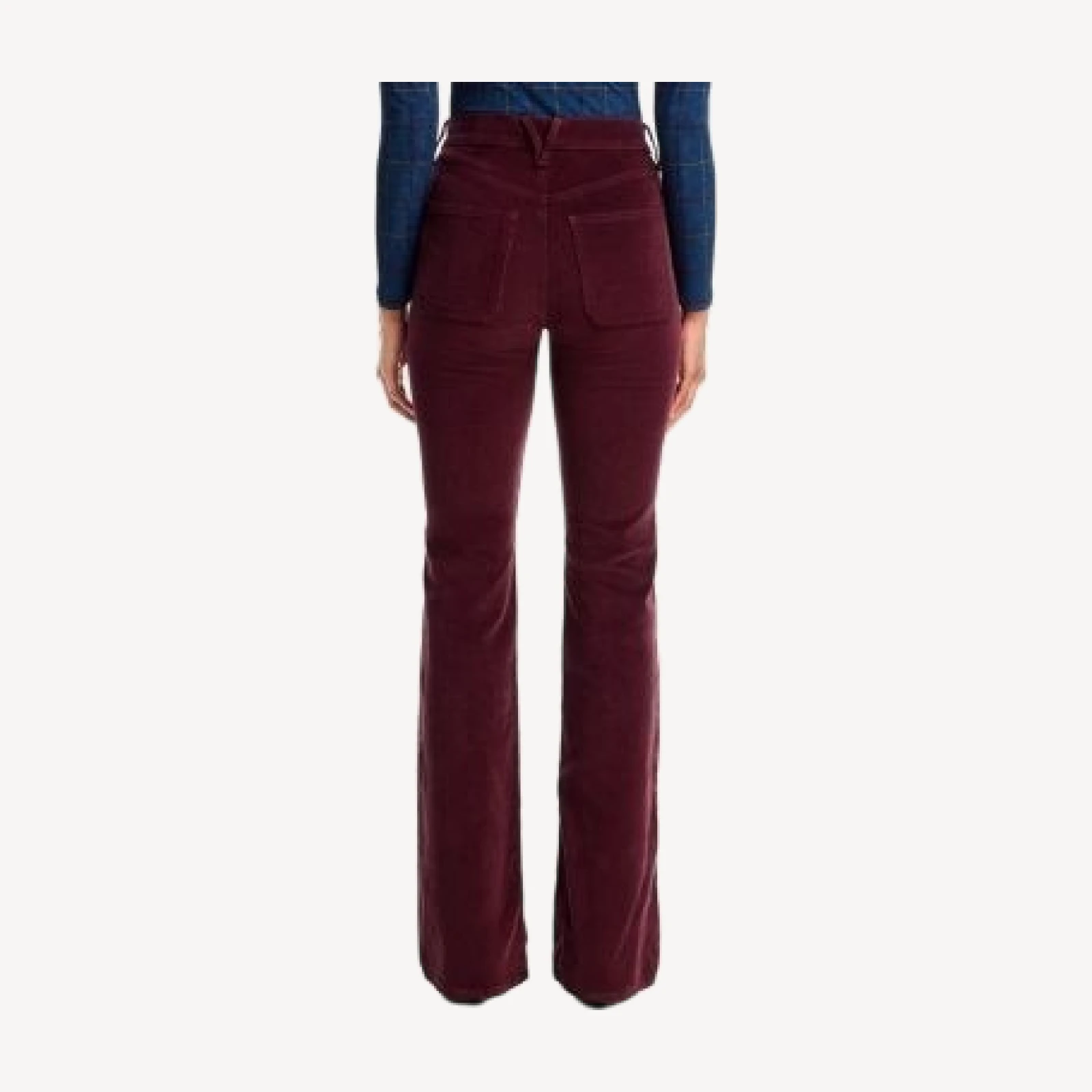 Veronica Beard Beverly Corduroy High Rise Patch Pocket Bootcut Jeans in Burgundy