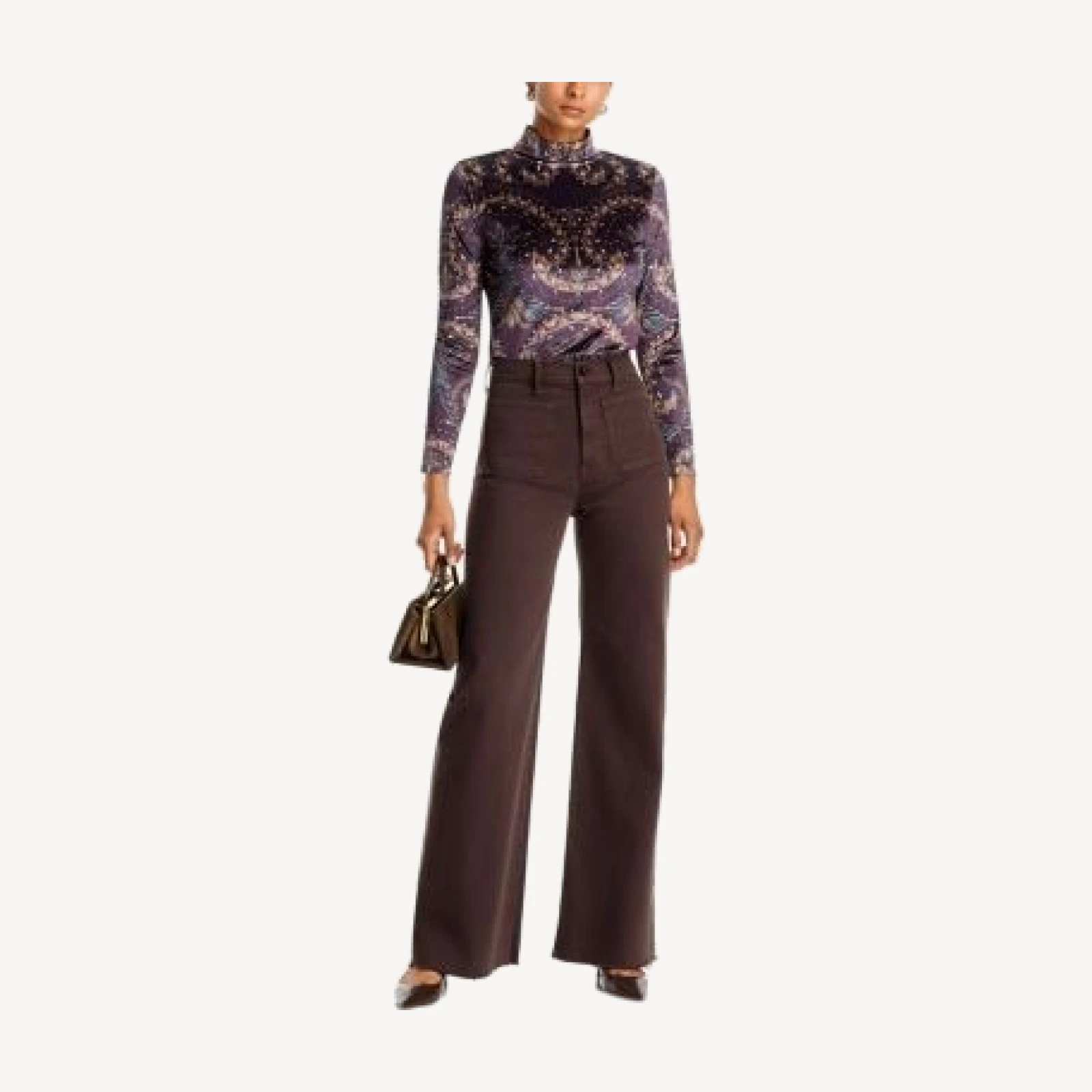 Veronica Beard Grant High Rise Wide Leg Jeans in Espresso