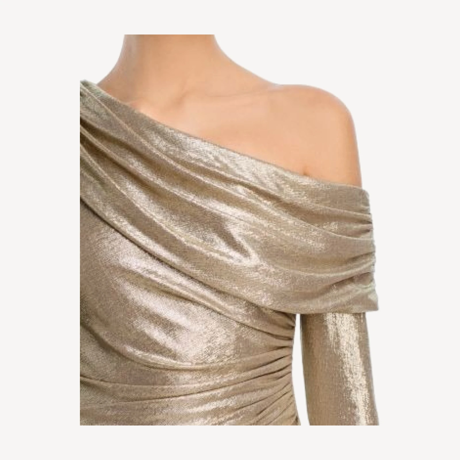 Aqua Draped Foiled Gown - Exclusive