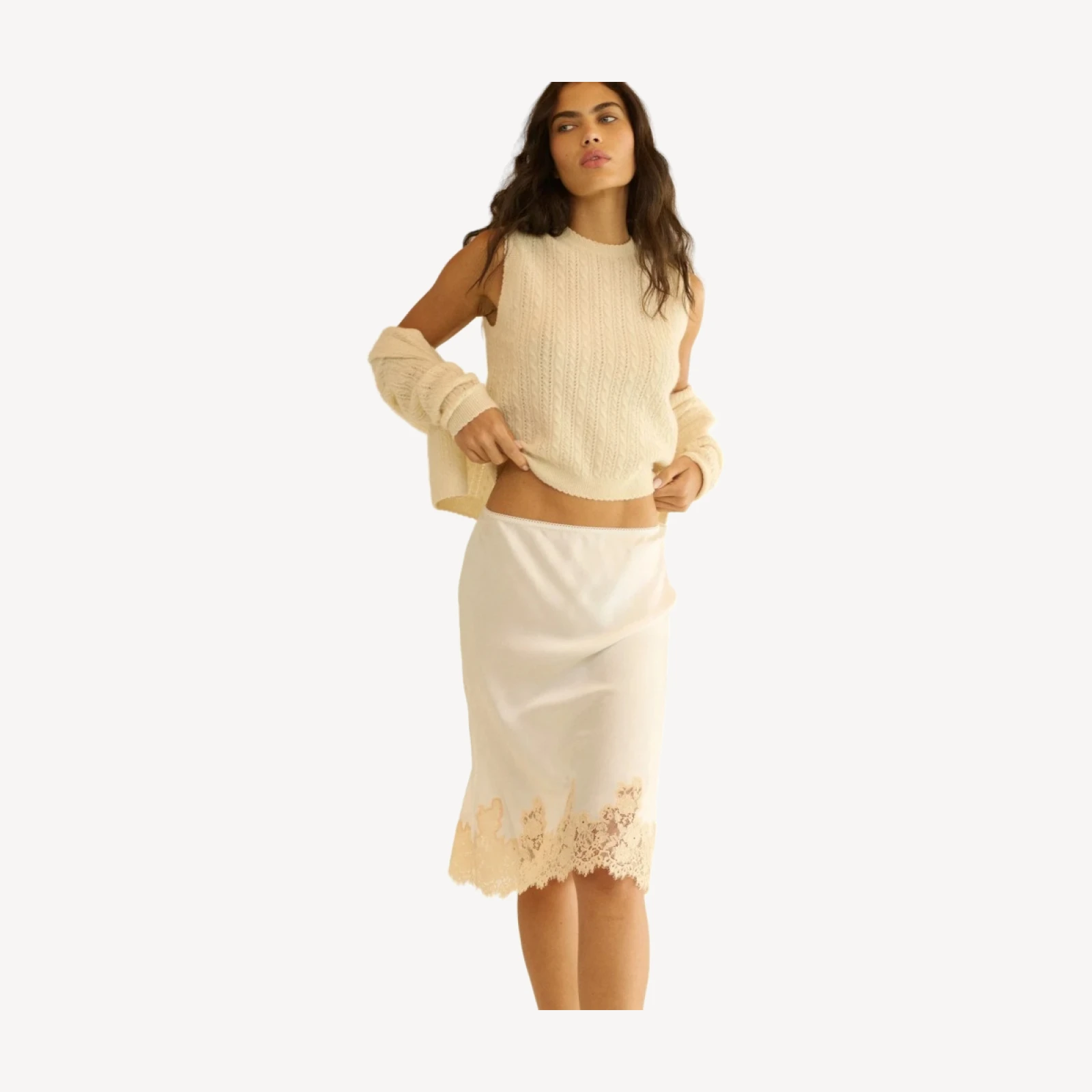 ELOWETTE SKIRT -- SALT AND PEACH LACE