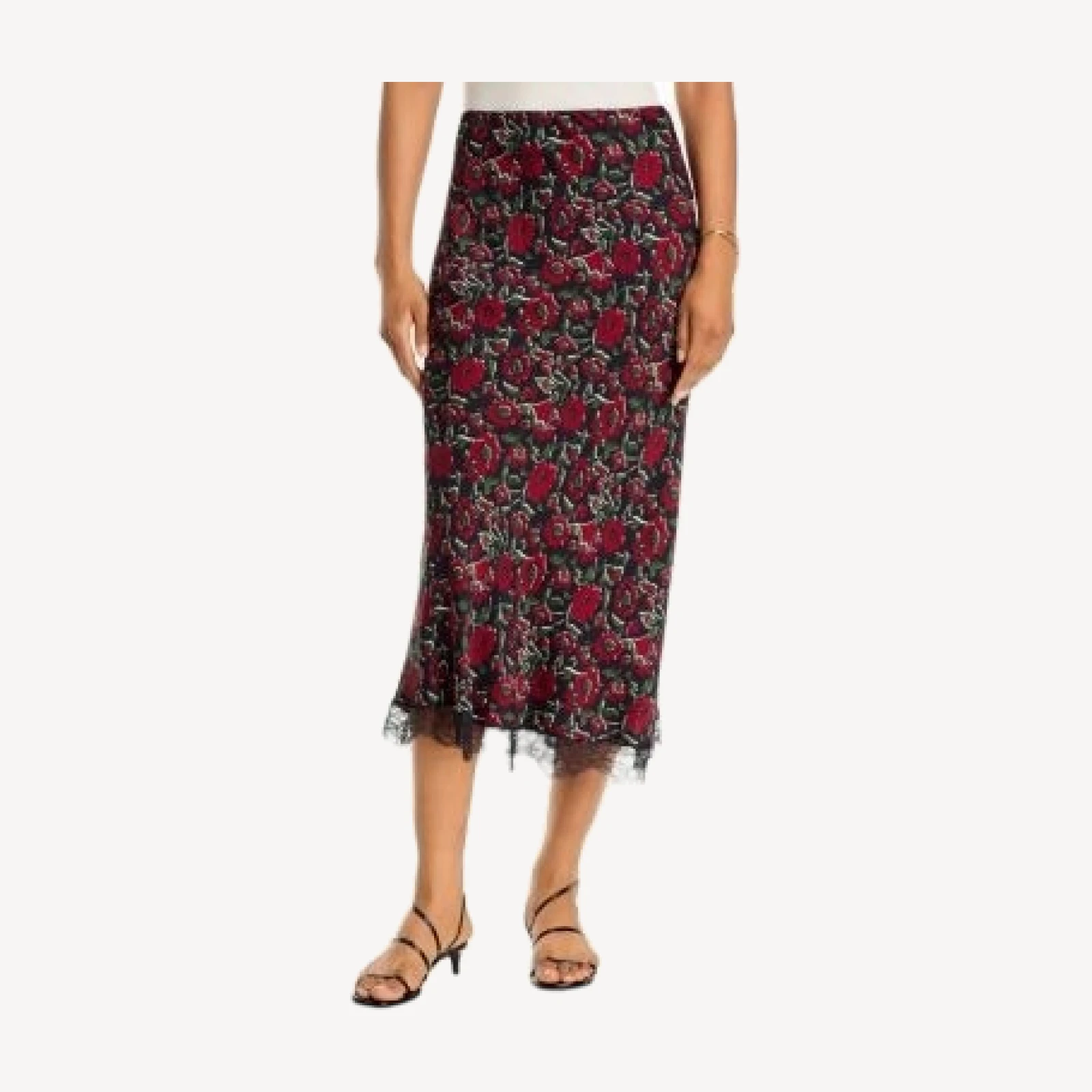 Veronica Beard Clover Lace Trim Printed Skirt