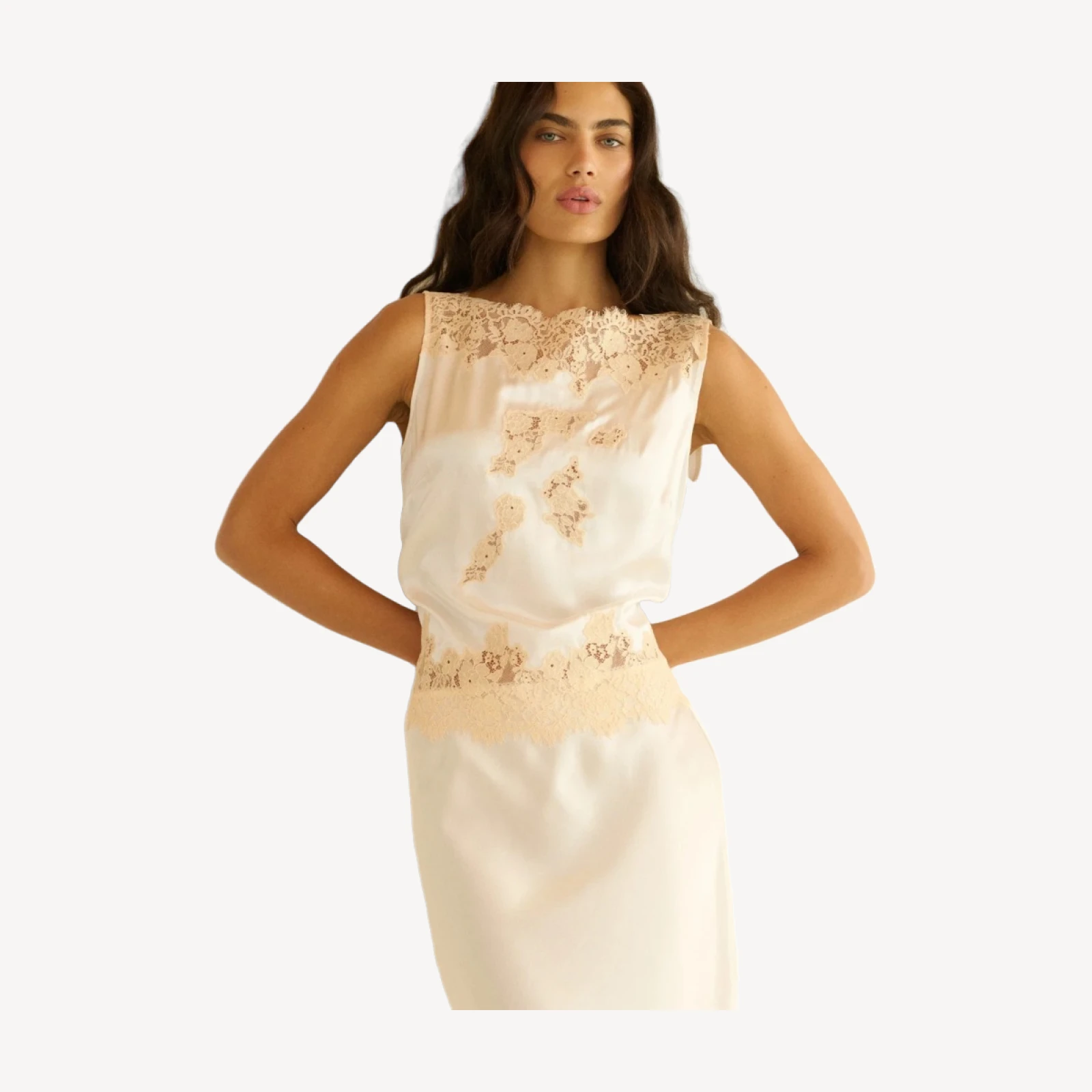VIVIANE TOP -- SALT AND PEACH LACE