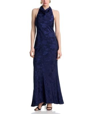 Aqua Jacquard Cowl Neck Dress - Exclusive