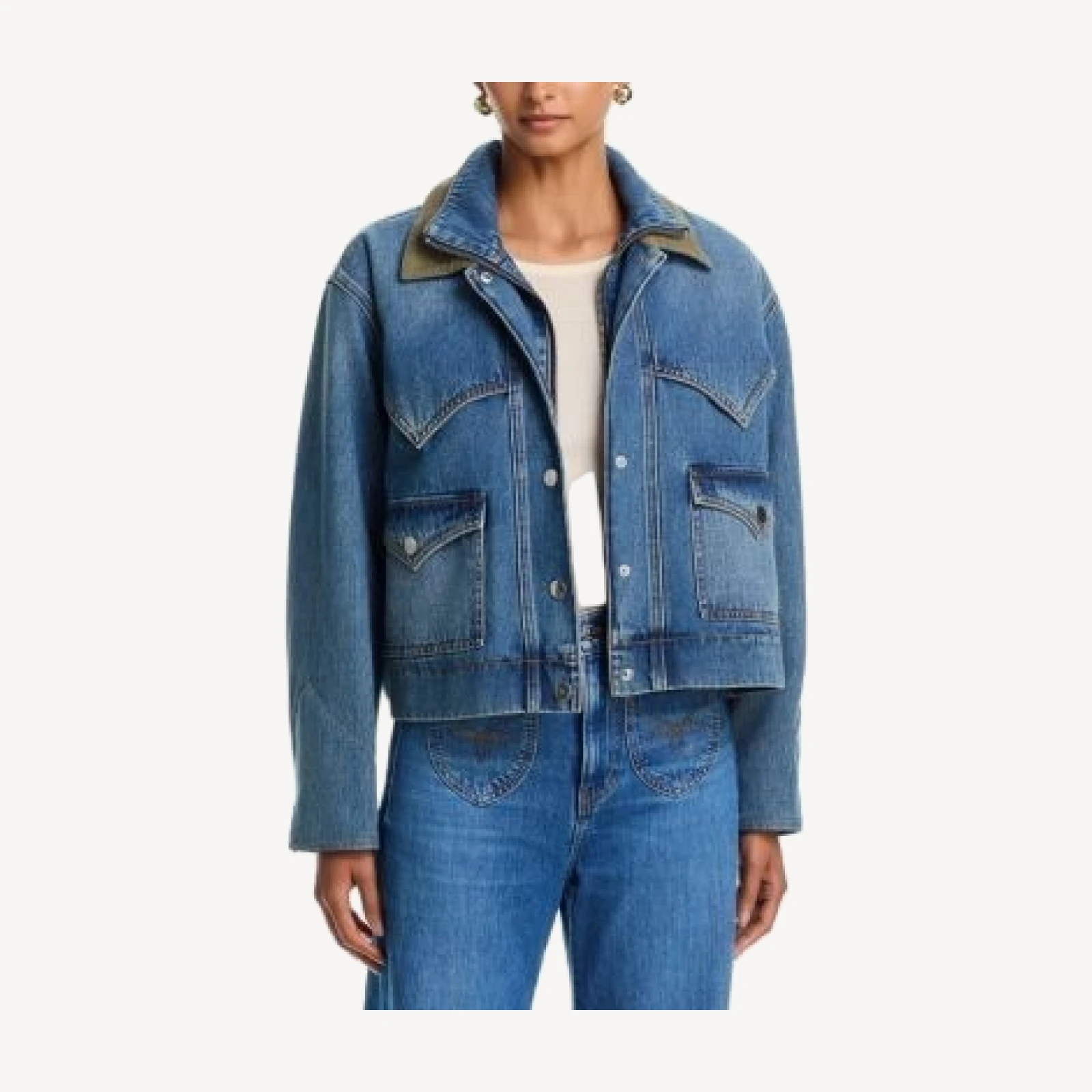 Veronica Beard Wegner Double Collar Denim Jacket