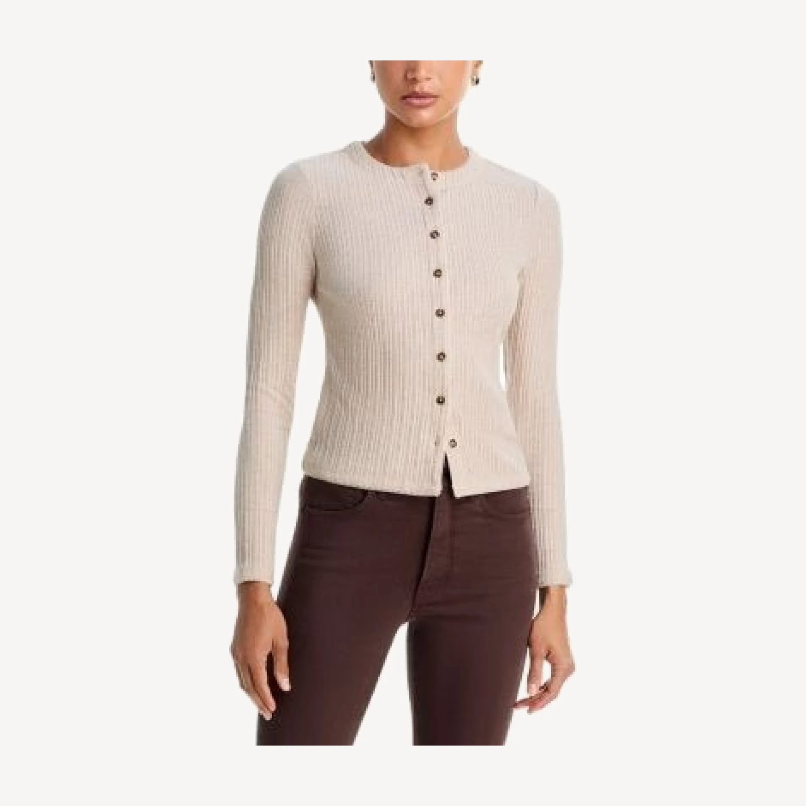 Veronica Beard Lira Picot Trim Crewneck Cardigan