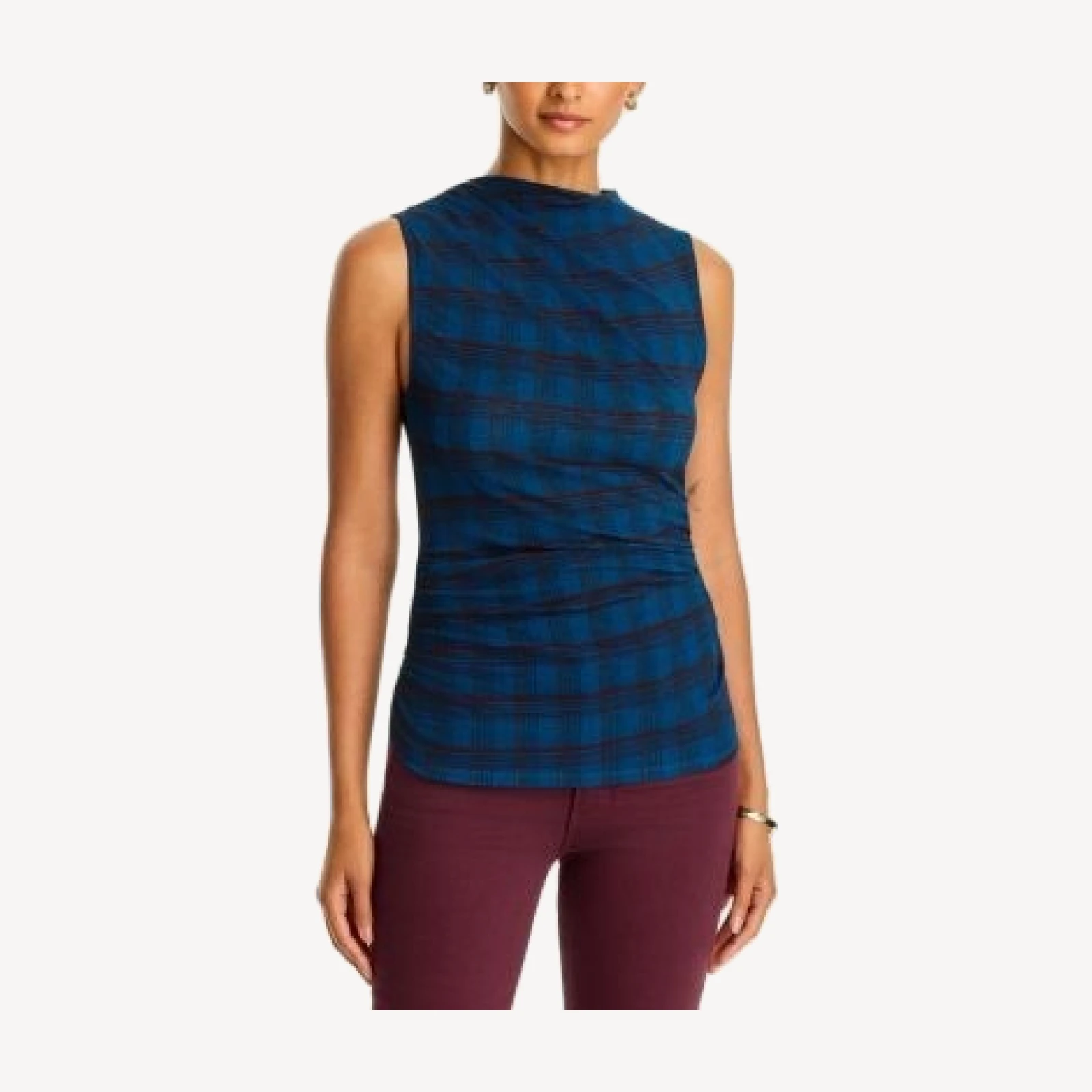 Veronica Beard Sylviani Mock Neck Ruched Top