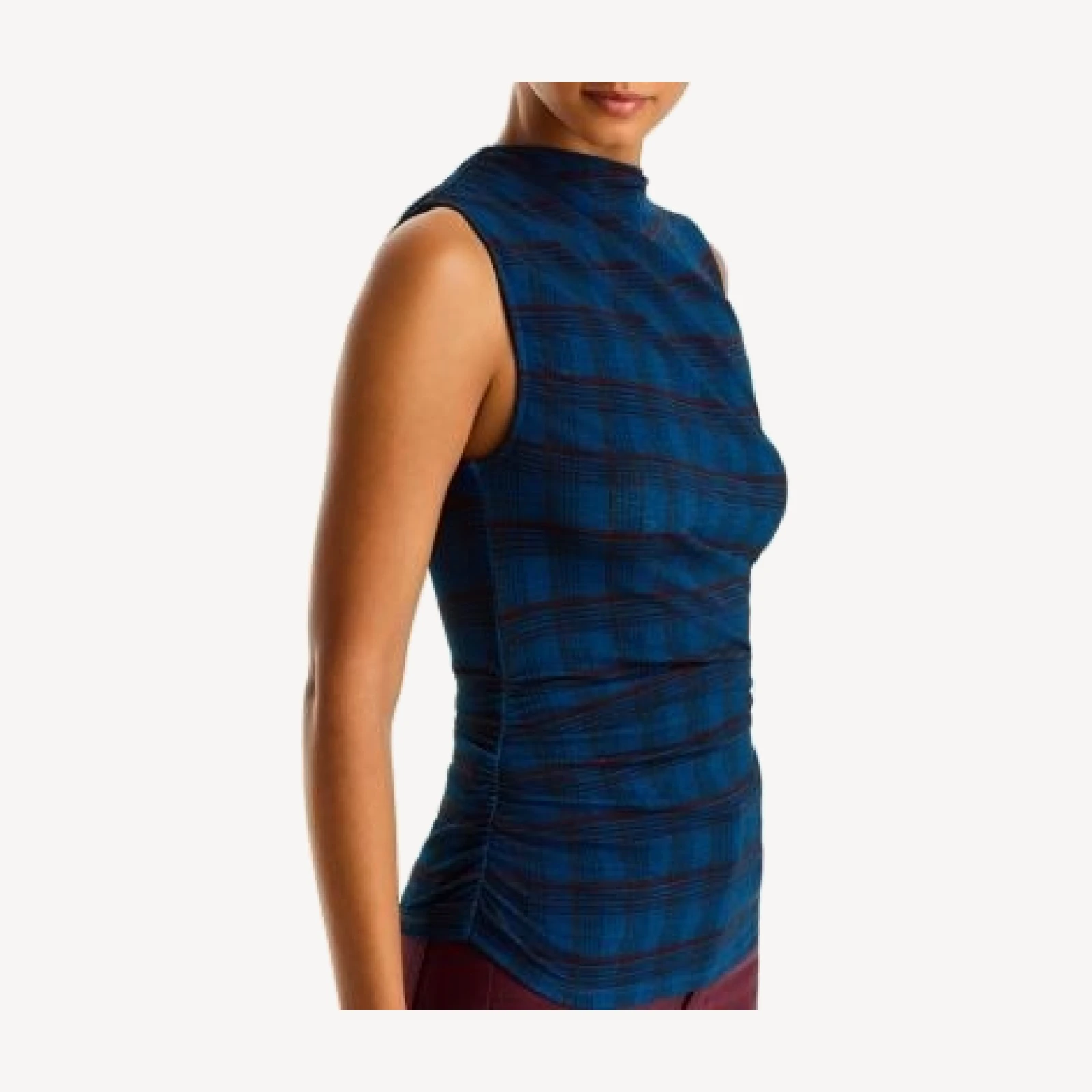 Veronica Beard Sylviani Mock Neck Ruched Top