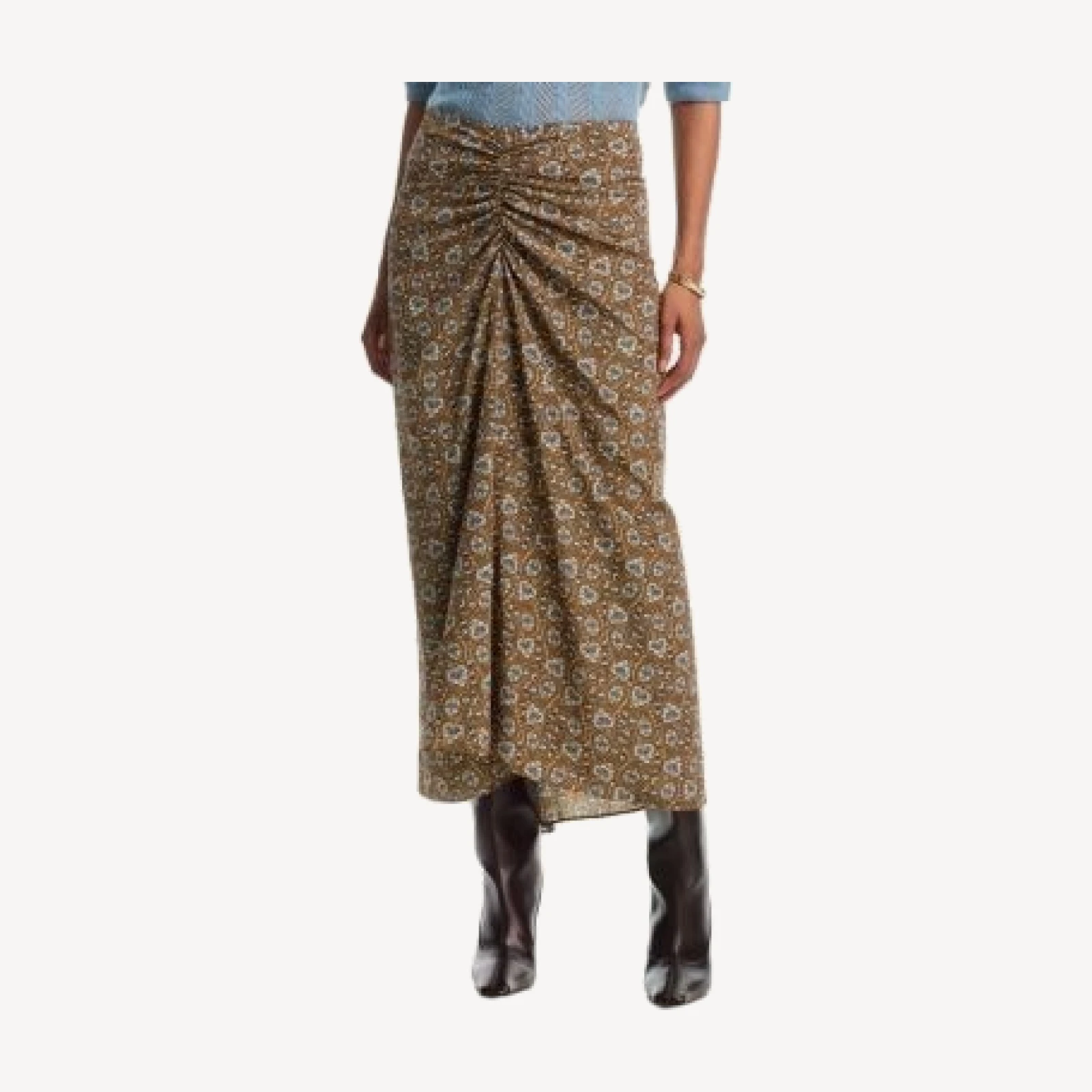 Veronica Beard Limani Ruched Midi Skirt