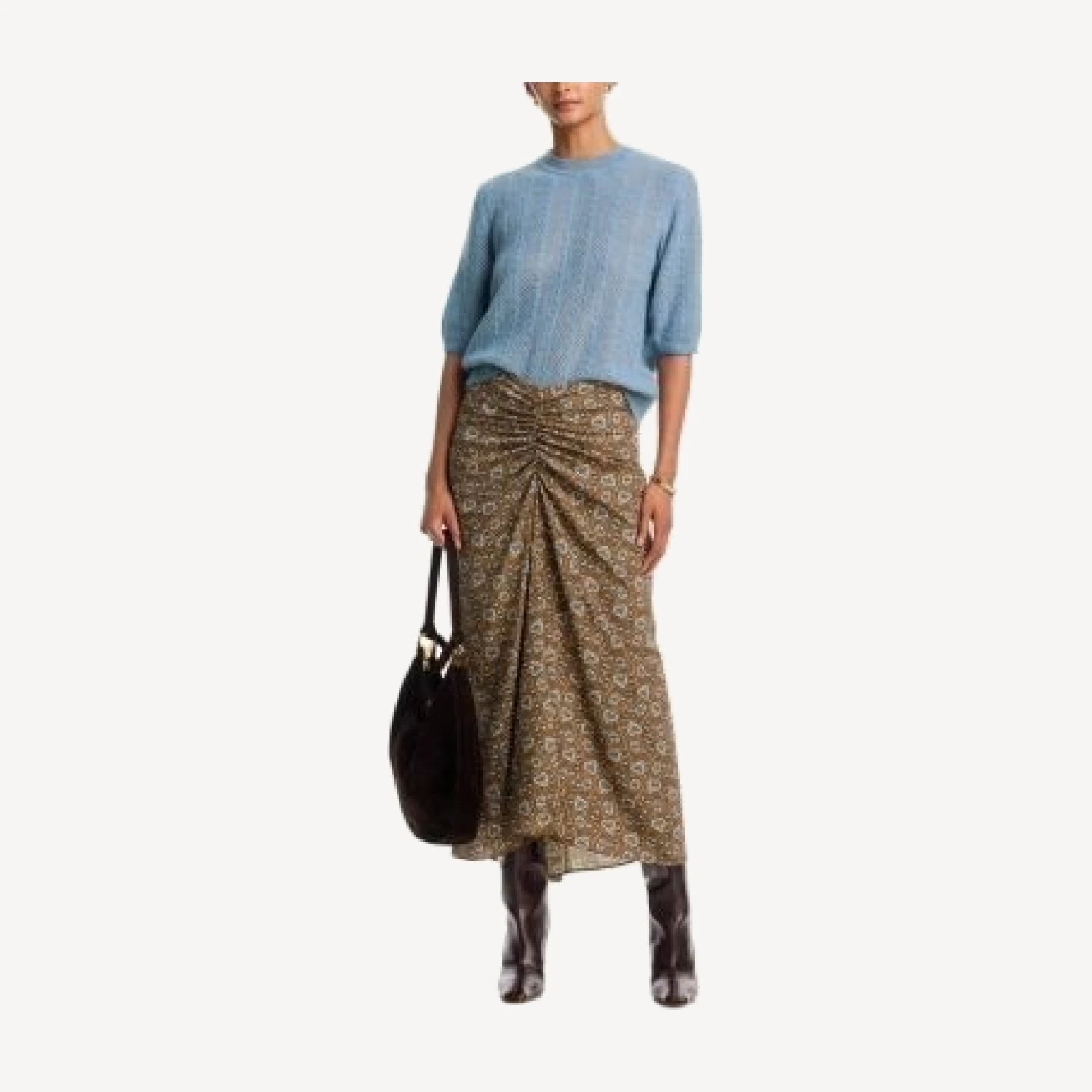 Veronica Beard Limani Ruched Midi Skirt