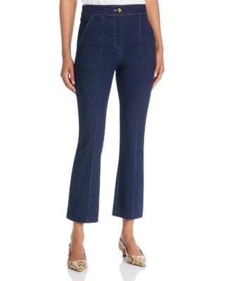 Veronica Beard Kimra Mid Rise Cropped Kick Flare Jeans in Midnight Wash