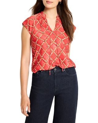 Nic+Zoe Squiggle Check Cap Sleeve Top