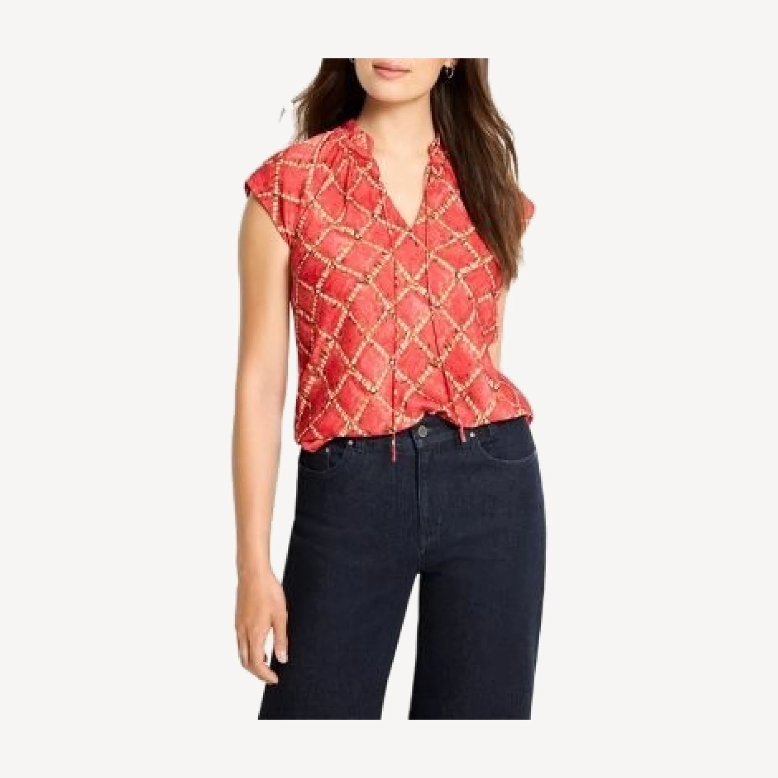 Nic+Zoe Squiggle Check Cap Sleeve Top