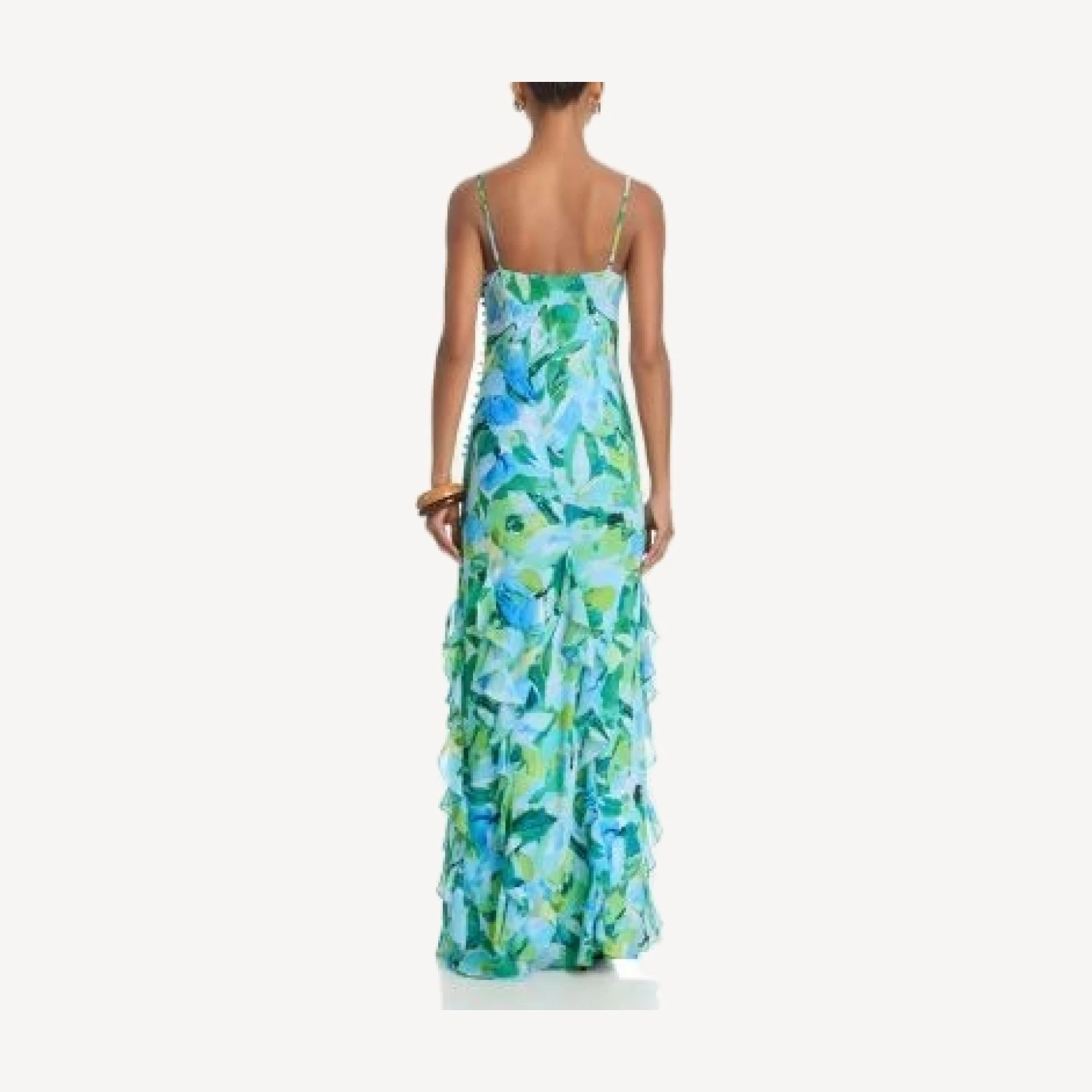 Aqua Abstract Print Gown - Exclusive