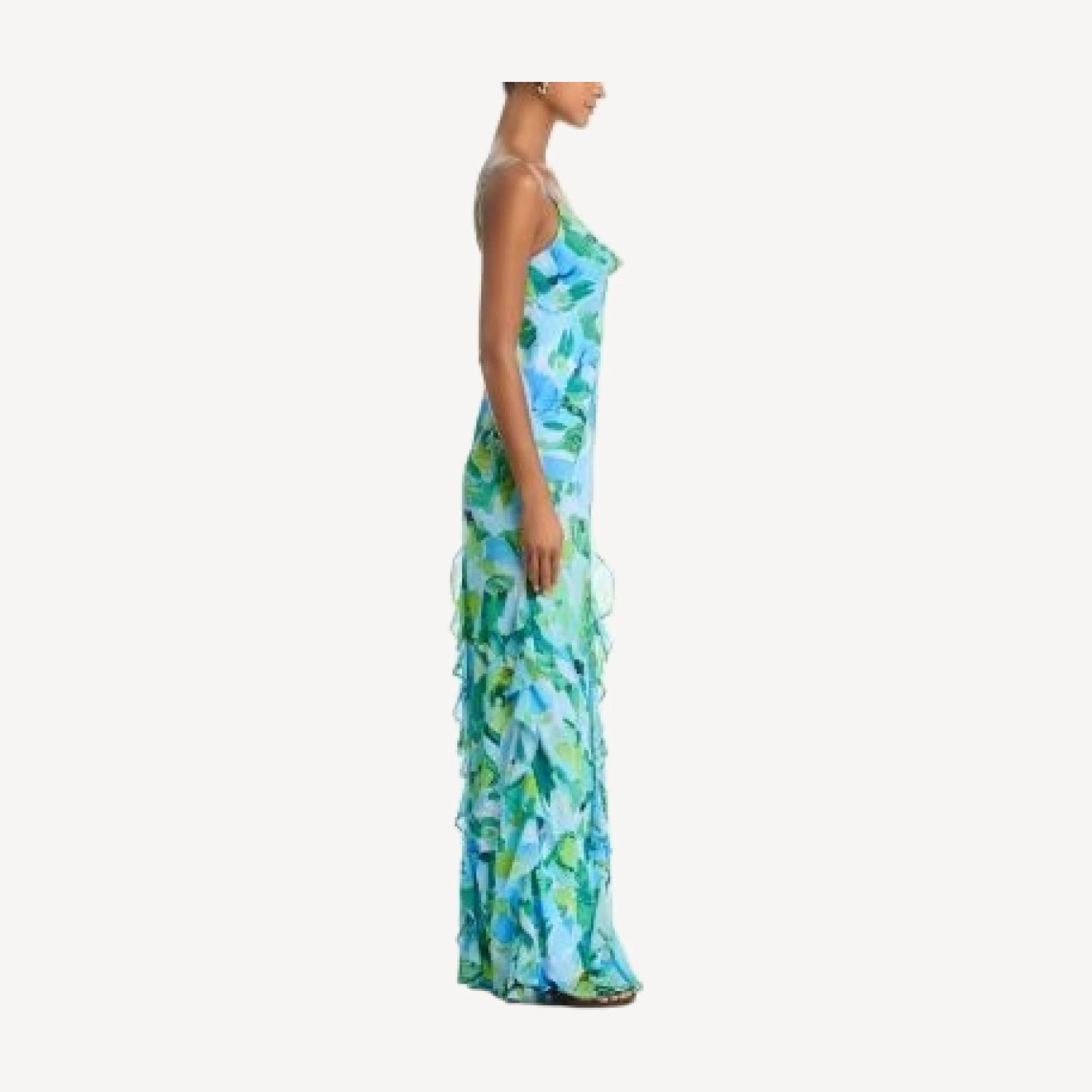 Aqua Abstract Print Gown - Exclusive